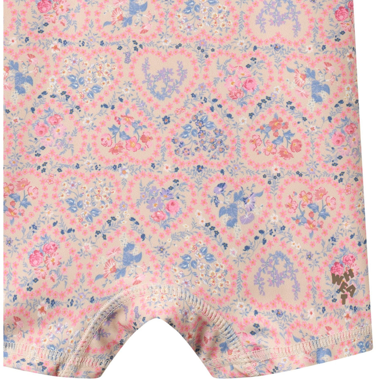 Wheat Pink Heart Flowers Swimsuit S/S Cas