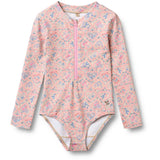 Wheat Pink Heart Flowers Swimsuit L/S Margot