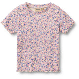 Wheat Pink Blue Flowers Rib T-shirt S/S Alicia