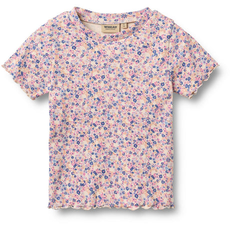 Wheat Pink Blue Flowers Rib T-shirt S/S Alicia
