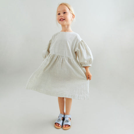 Wheat Dark Blue Stripe Dress 3/4 Sleeve Magda