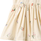 Wheat Ivory Embroidery Flowers Pinafore Wrinkle Sienna Dress