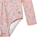 Wheat Pink Heart Flowers Swimsuit L/S Margot