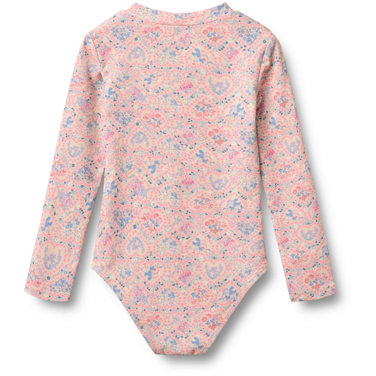 Wheat Pink Heart Flowers Swimsuit L/S Margot