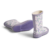 Wheat Lilac Petunias Rubber Boot Muddy