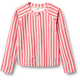 Wheat Red Stripe Flowers Swim T-shirt L/S Zip Ada