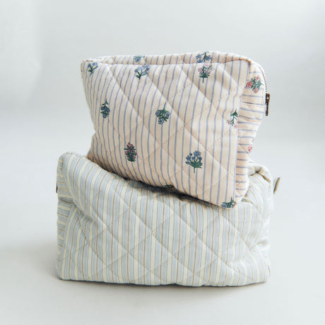 Wheat Blue Ocean Stripe Wash Bag Small Ziggy