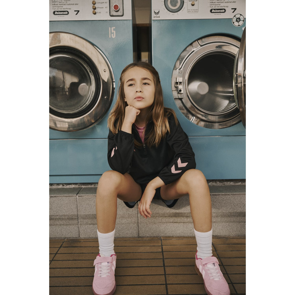 Hummel Black/Bridal Rose Shimmer Half Zip Kids