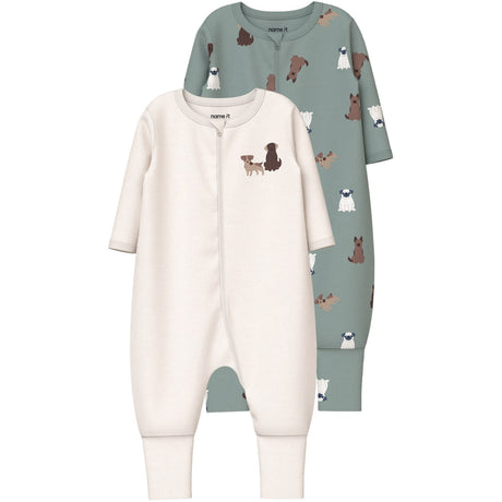 Name It Green Milieu Nbmnightsuit 2P Zip Ff Dog Noos