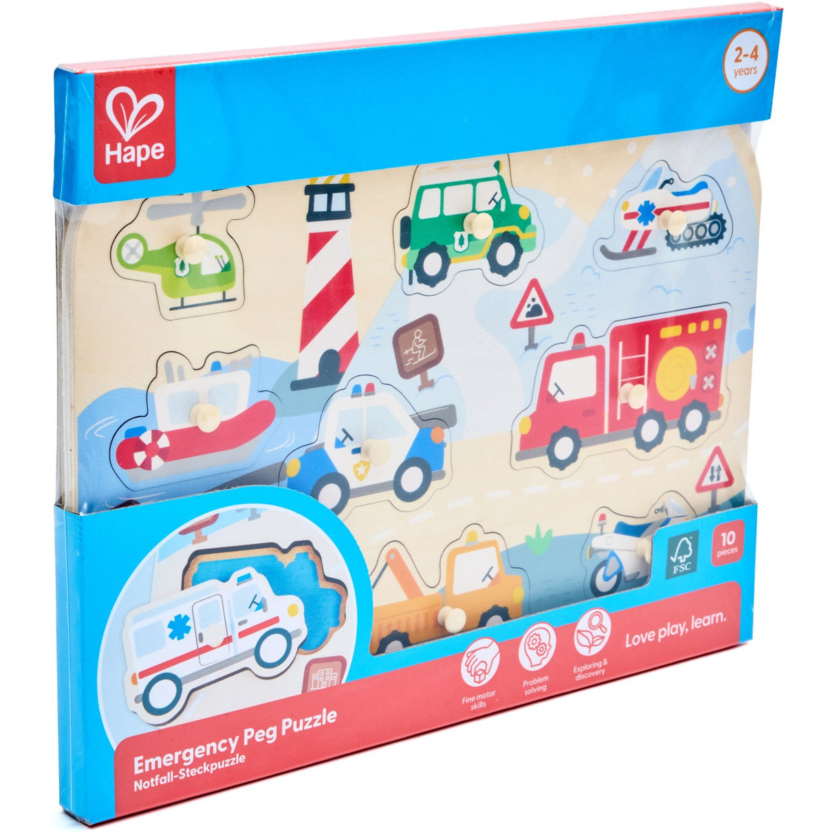 Hape Emergency Vehicles Peg Puzzle