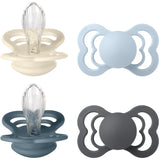 Bibs Ivory/Baby Blue/Petrol/Iron Pacifier Supreme 4-Pack Silicone