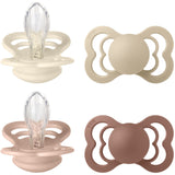 Bibs Ivory/Vanilla/Blush/Woodchuck Pacifier Supreme 4-Pack Silicone