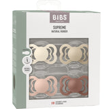 Bibs Ivory/Vanilla/Blush/Woodchuck Pacifier Supreme 4-Pack Latex