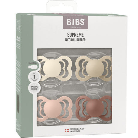 Bibs Ivory/Vanilla/Blush/Woodchuck Pacifier Supreme 4-Pack Latex