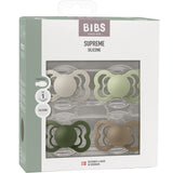 Bibs Sand/Sage/Hunter Green/Dark Oak Pacifier Supreme 4-Pack Silicone