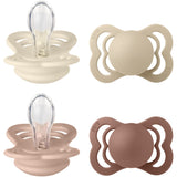Bibs Ivory/Vanilla/Blush/Woodchuck Pacifier Supreme 4-Pack Silicone