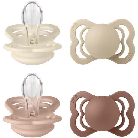 Bibs Ivory/Vanilla/Blush/Woodchuck Pacifier Supreme 4-Pack Silicone