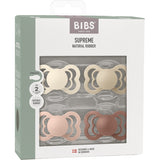 Bibs Ivory/Vanilla/Blush/Woodchuck Pacifier Supreme 4-Pack Latex