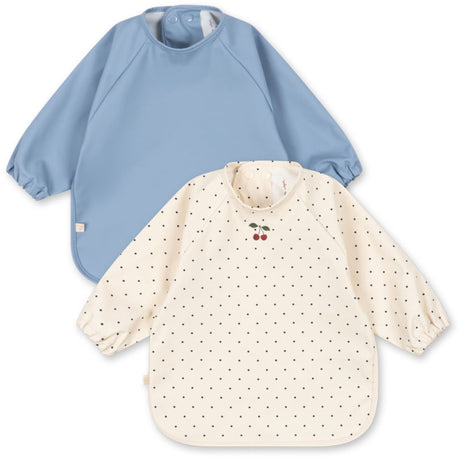 Konges Sløjd Navy Dot/Rain Washed 2 Pack Dinner Bib With Sleeves