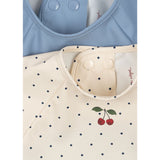 Konges Sløjd Navy Dot/Rain Washed 2 Pack Dinner Bib With Sleeves