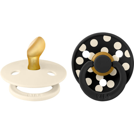 Bibs Ivory/Black Pacifier Studio Colour 2-Pack Polka Anatomical Latex
