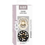 Bibs Ivory/Black Pacifier Studio Colour 2-Pack Polka Latex