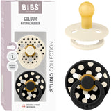 Bibs Ivory/Black Pacifier Studio Colour 2-Pack Polka Latex