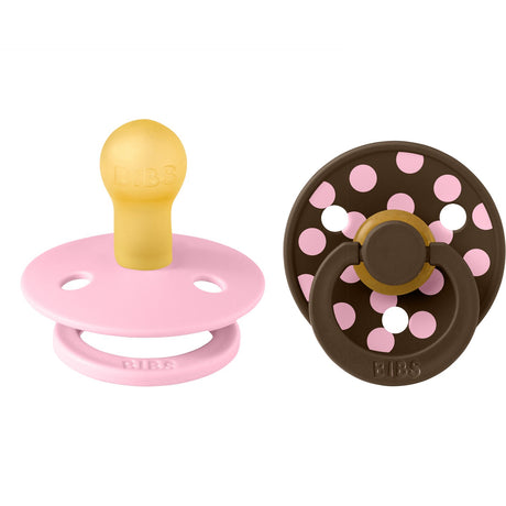 Bibs Baby Pink/Mocha Pacifier Studio Colour 2-Pack Polka Latex