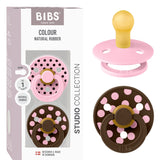 Bibs Baby Pink/Mocha Pacifier Studio Colour 2-Pack Polka Latex