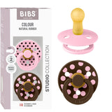 Bibs Baby Pink/Mocha Pacifier Studio Colour 2-Pack Polka Latex