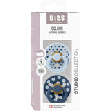 Bibs Baby Blue/Steel Blue Pacifier Studio Colour 2-Pack Polka Latex