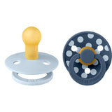 Bibs Baby Blue/Steel Blue Pacifier Studio Colour 2-Pack Polka Latex