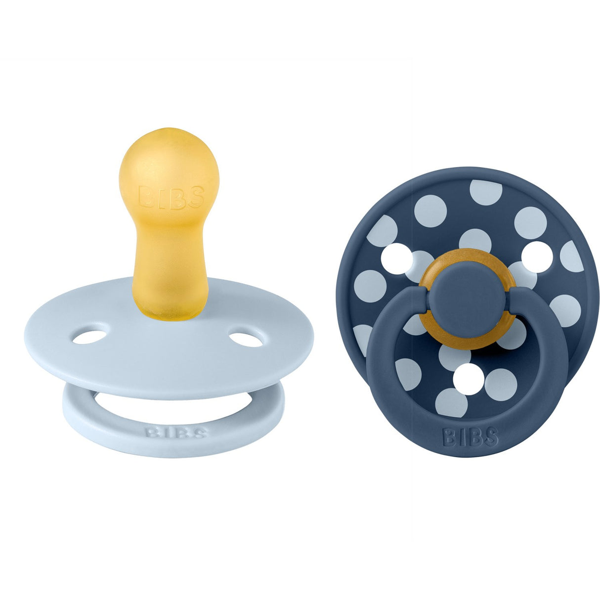 Bibs Baby Blue/Steel Blue Pacifier Studio Colour 2-Pack Polka Latex