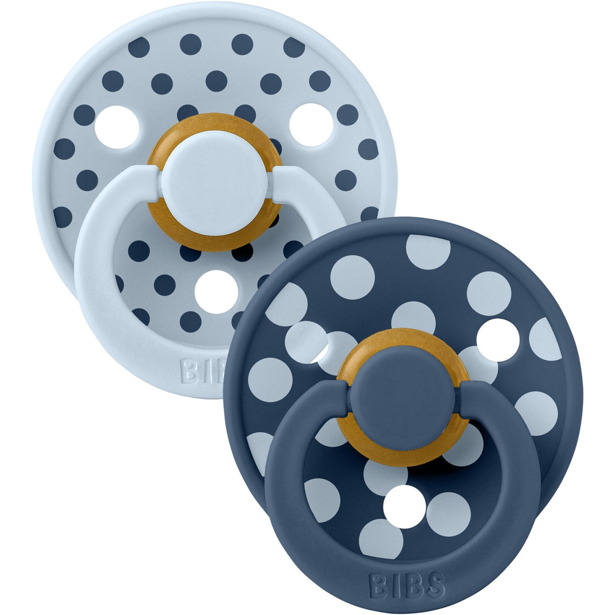 Bibs Baby Blue/Steel Blue Pacifier Studio Colour 2-Pack Polka Latex