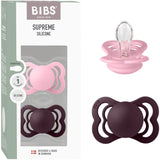 Bibs Baby Pink/Plum Pacifier Supreme 2-Pack Silicone