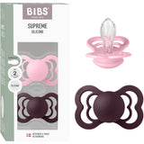 Bibs Baby Pink/Plum Pacifier Supreme 2-Pack Silicone