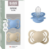 Bibs Vanilla/Sky Blue Pacifier Supreme 2-Pack Silicone