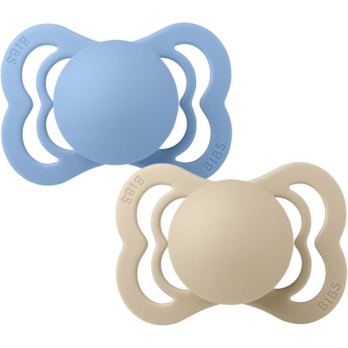 Bibs Vanilla/Sky Blue Pacifier Supreme 2-Pack Silicone