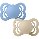 Bibs Vanilla/Sky Blue Pacifier Supreme 2-Pack Silicone