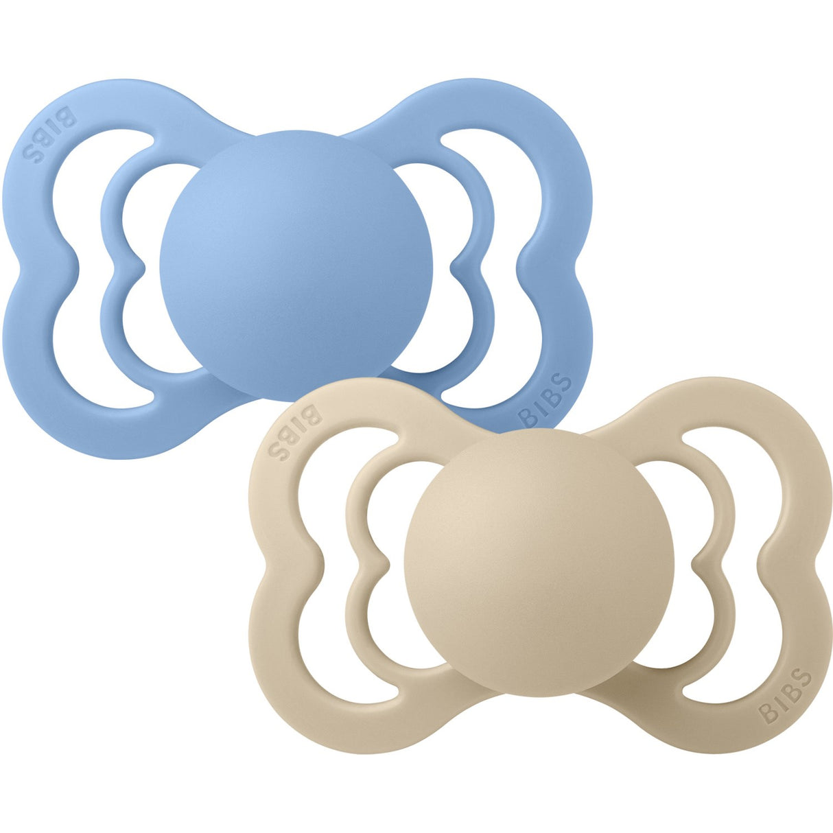 Bibs Vanilla/Sky Blue Pacifier Supreme 2-Pack Silicone
