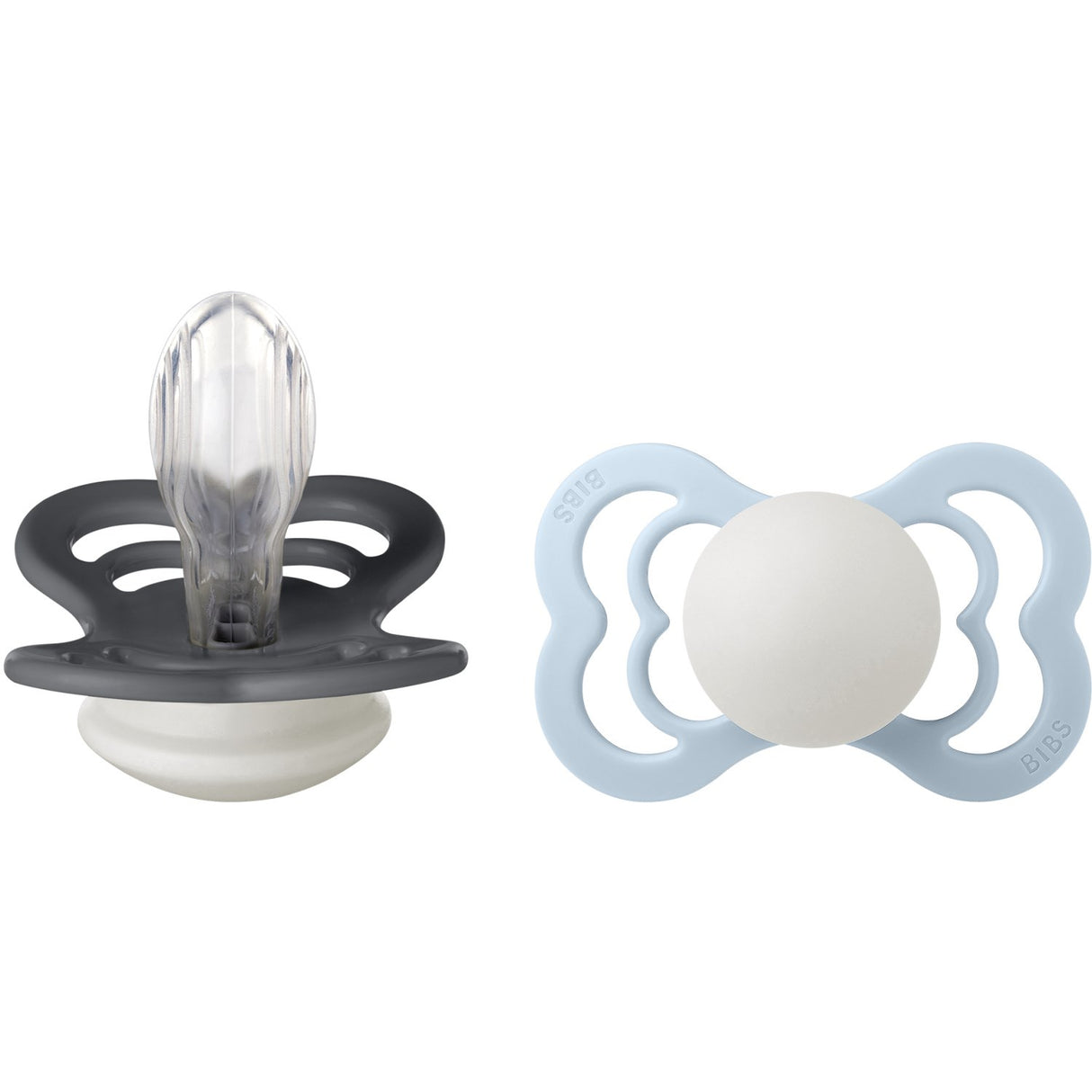Bibs Iron Glow/Baby Blue Glow Pacifier Supreme 2-Pack Silicone