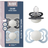 Bibs Iron Glow/Baby Blue Glow Pacifier Supreme 2-Pack Silicone