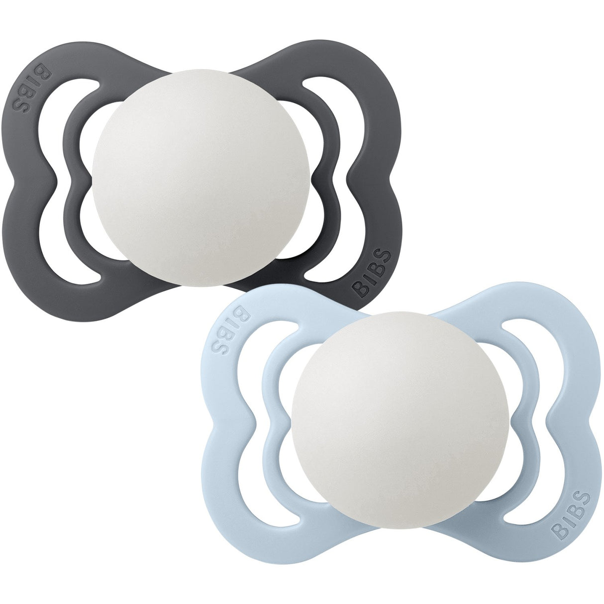 Bibs Iron Glow/Baby Blue Glow Pacifier Supreme 2-Pack Silicone