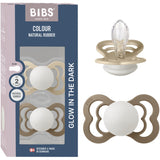 Bibs Vanilla Glow/Dark Oak Glow Pacifier Supreme 2-Pack Silicone