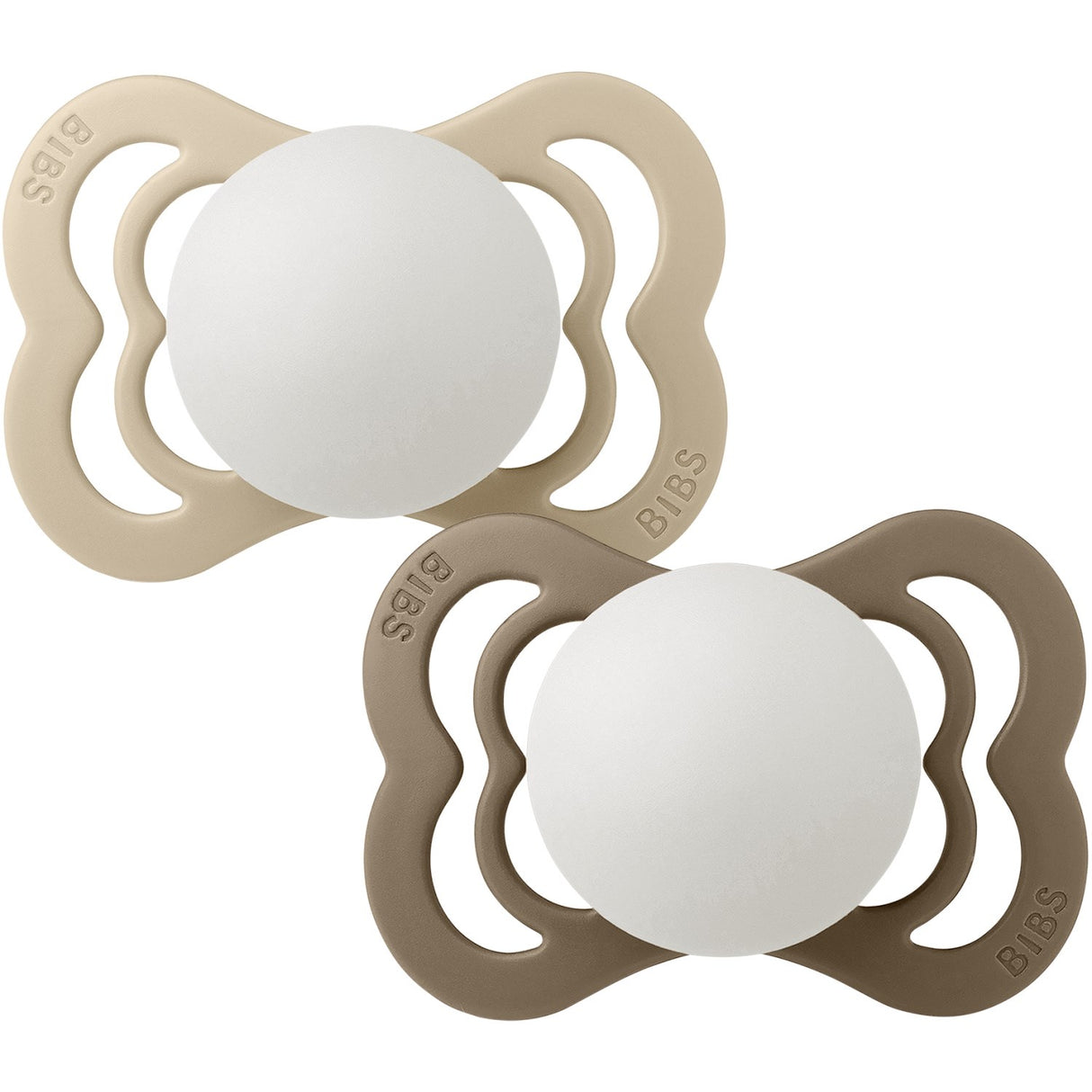 Bibs Vanilla Glow/Dark Oak Glow Pacifier Supreme 2-Pack Silicone