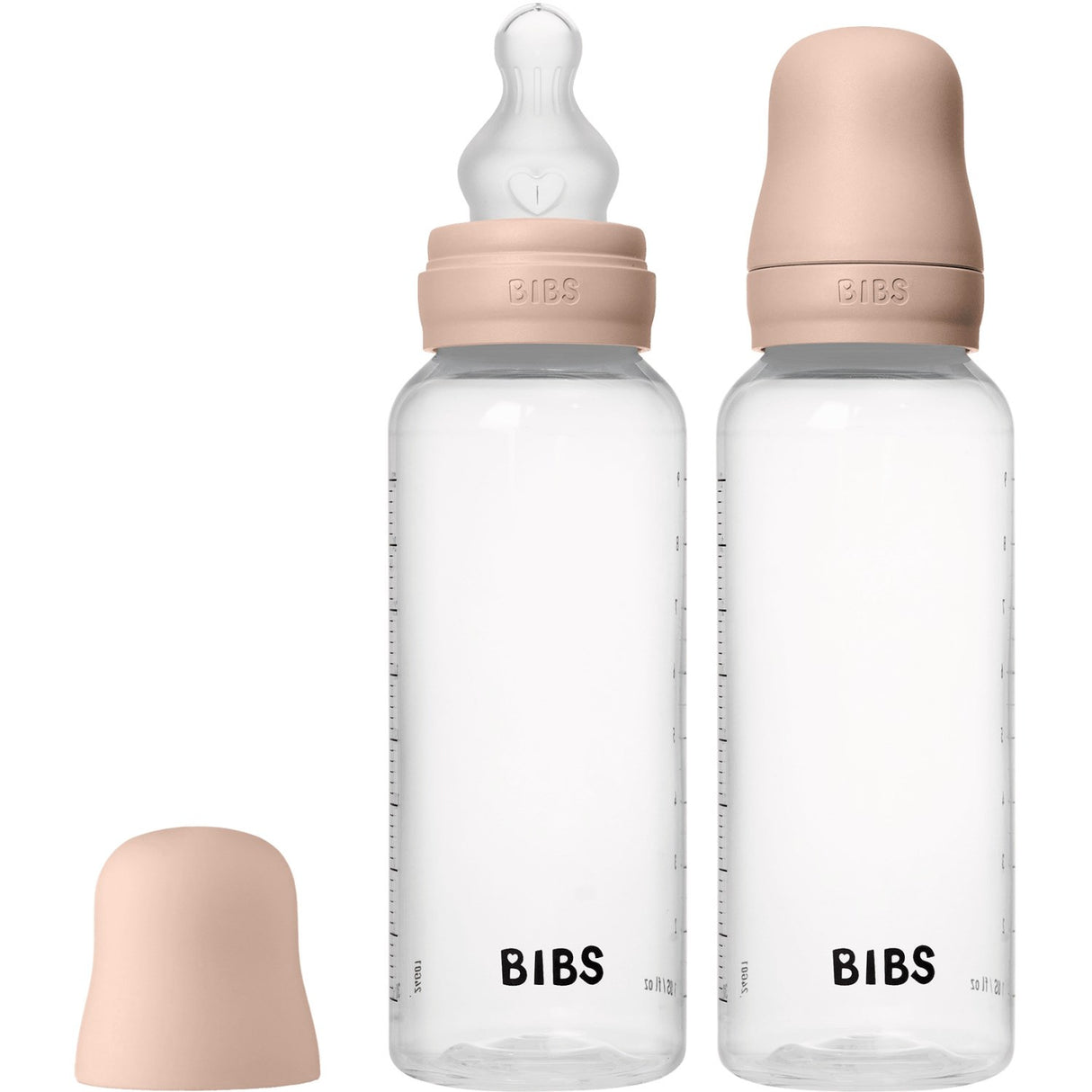 Bibs Blush Baby Bottle Round Silicone 2-Pack 270 Ml Medium Flow