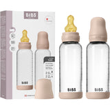 Bibs Blush Glass Baby Bottle Round Latex 2-Pack 240 Ml Medium Flow