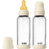 Bibs Ivory Glass Baby Bottle Round Latex 2-Pack 240 Ml Medium Flow
