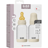 Bibs Ivory Glass Baby Bottle Round Latex 2-Pack 120 Ml Slow Flow