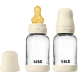 Bibs Ivory Glass Baby Bottle Round Latex 2-Pack 120 Ml Slow Flow